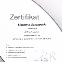 Zertifikat - uczestnictwa w szkoleniu CAT-CAM Ortho - Reha Neuhof GmbH