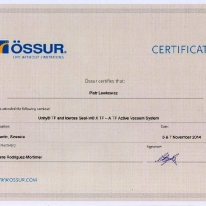 Certyfikat Ossur Academy - wykonanie leja System Unity TF z wykorzystaniem linera Seal-In X TF